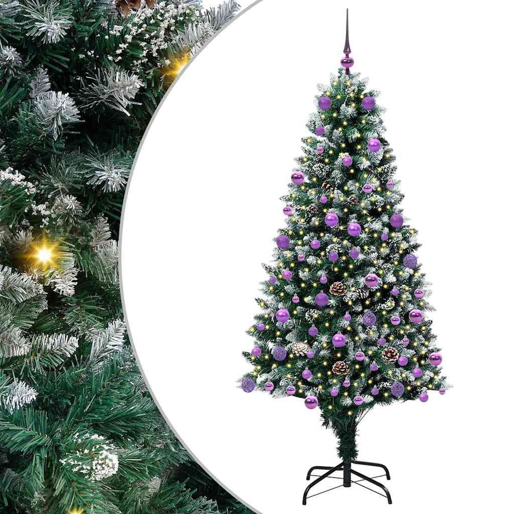 Mű karácsonyfa 300 LED-del Zöld 180 cm PVC és Acél és Műanyag