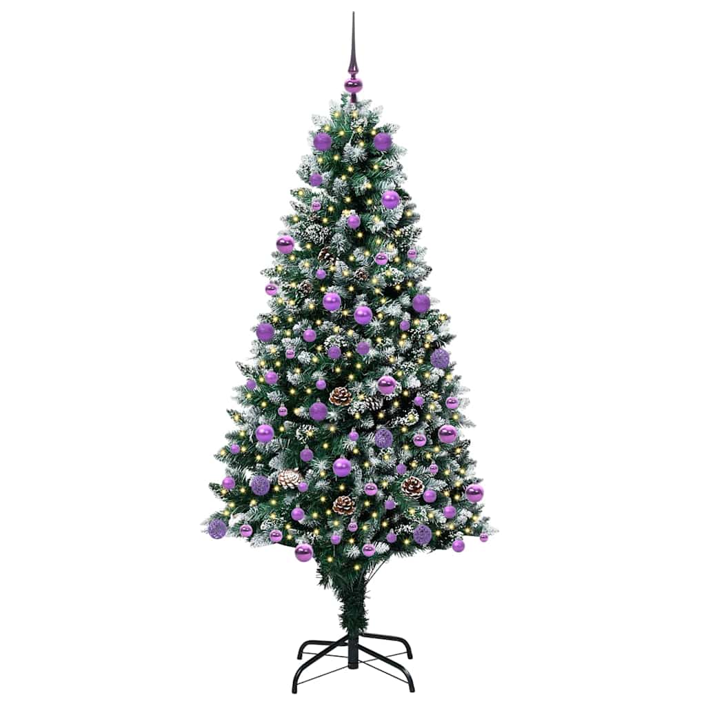 Mű karácsonyfa 300 LED-del Zöld 180 cm PVC és Acél és Műanyag