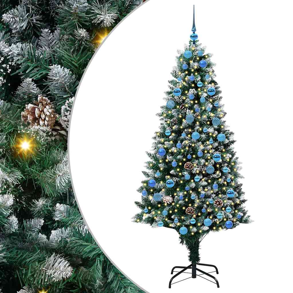 Mű karácsonyfa 300 LED-del Zöld 180 cm PVC és Acél és Műanyag