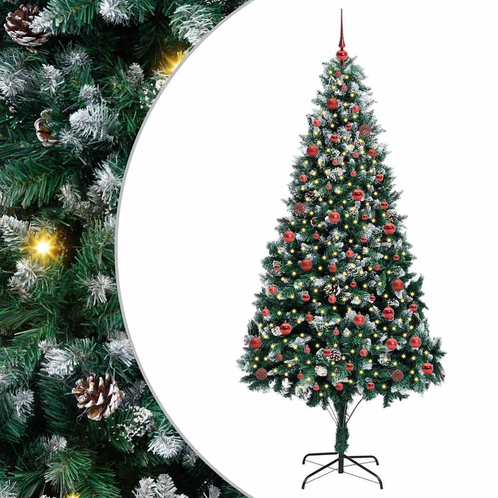 Mű karácsonyfa 300 LED-del Zöld 210 cm PVC és Acél és Műanyag