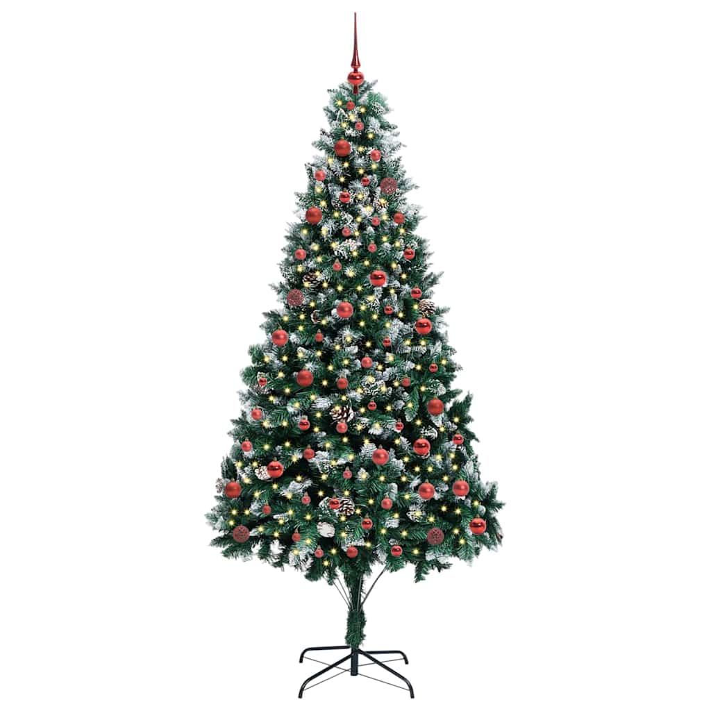 Mű karácsonyfa 300 LED-del Zöld 210 cm PVC és Acél és Műanyag