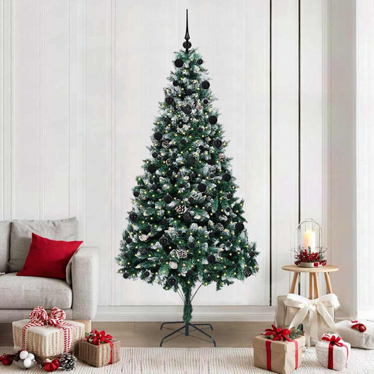 Mű karácsonyfa 300 LED-del Zöld 210 cm PVC és Acél és Műanyag