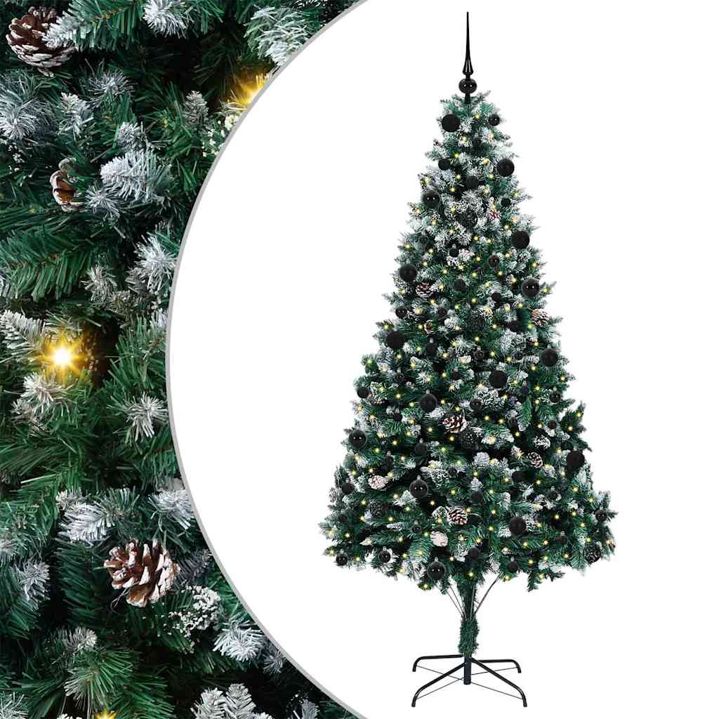 Mű karácsonyfa 300 LED-del Zöld 210 cm PVC és Acél és Műanyag