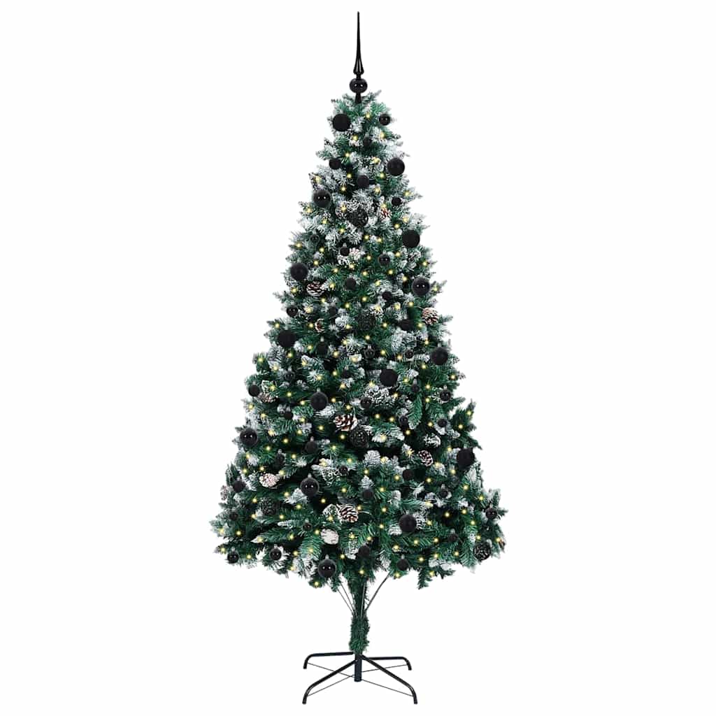 Mű karácsonyfa 300 LED-del Zöld 210 cm PVC és Acél és Műanyag