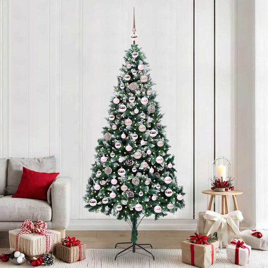 Mű karácsonyfa 300 LED-del Zöld 210 cm PVC és Acél és Műanyag