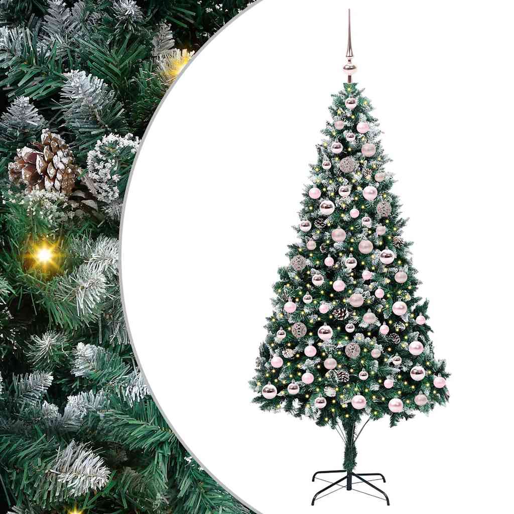 Mű karácsonyfa 300 LED-del Zöld 210 cm PVC és Acél és Műanyag