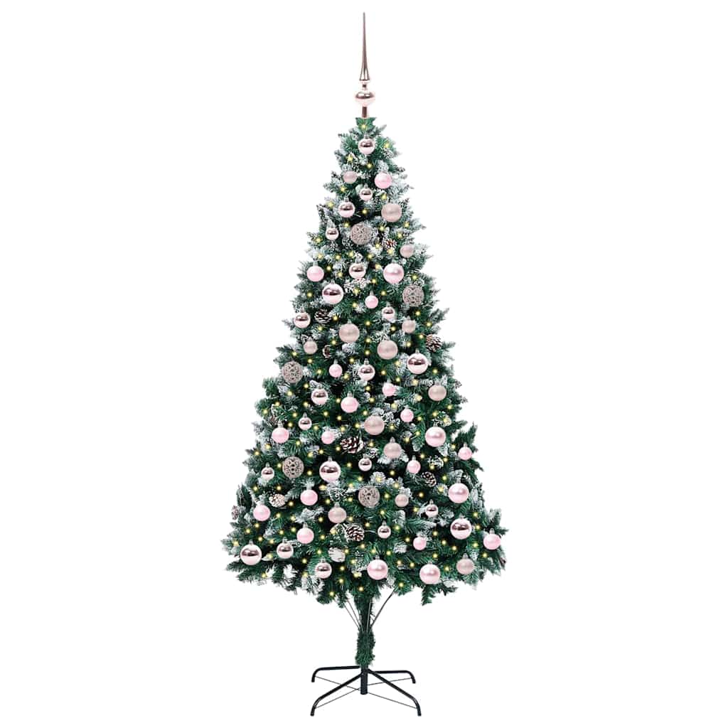 Mű karácsonyfa 300 LED-del Zöld 210 cm PVC és Acél és Műanyag