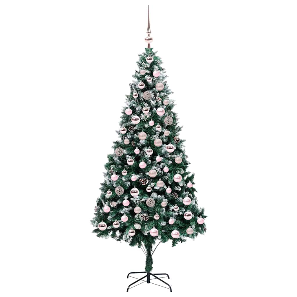 Mű karácsonyfa 300 LED-del Zöld 210 cm PVC és Acél és Műanyag