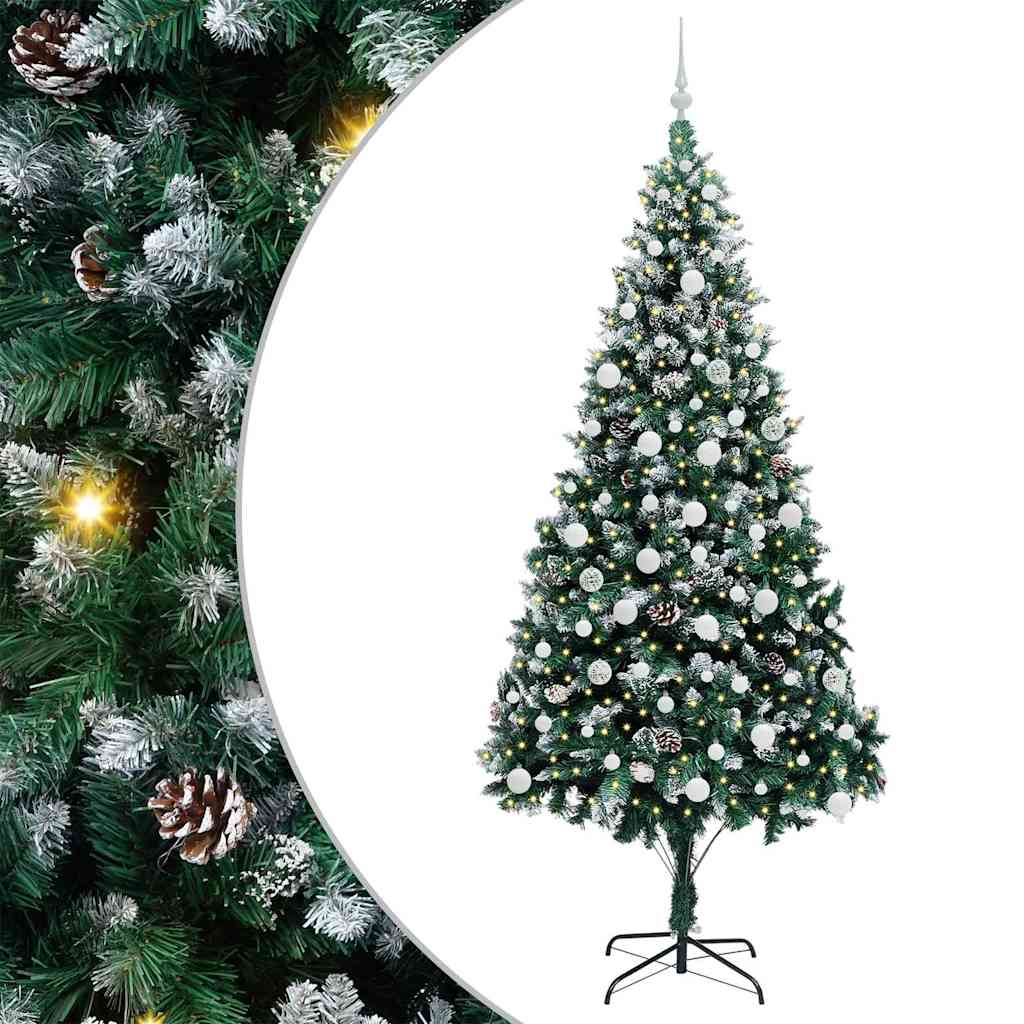 Mű karácsonyfa 300 LED-del Zöld 210 cm PVC és Acél és Műanyag