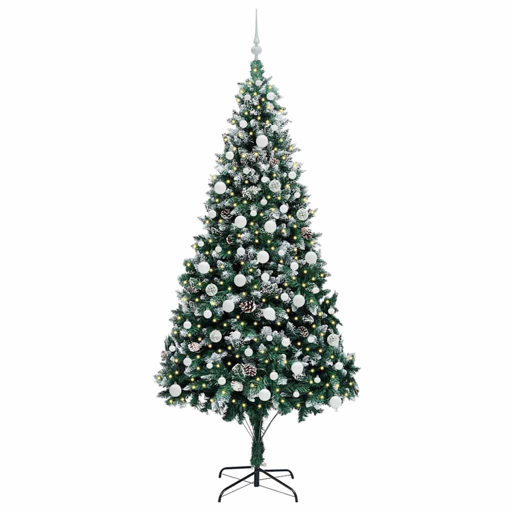 Mű karácsonyfa 300 LED-del Zöld 210 cm PVC és Acél és Műanyag