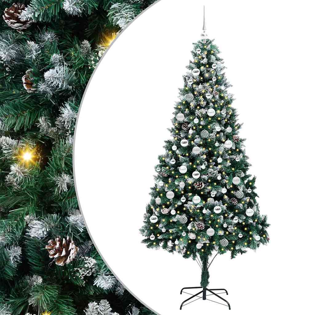 Mű karácsonyfa 300 LED-del Zöld 210 cm PVC és Acél és Műanyag