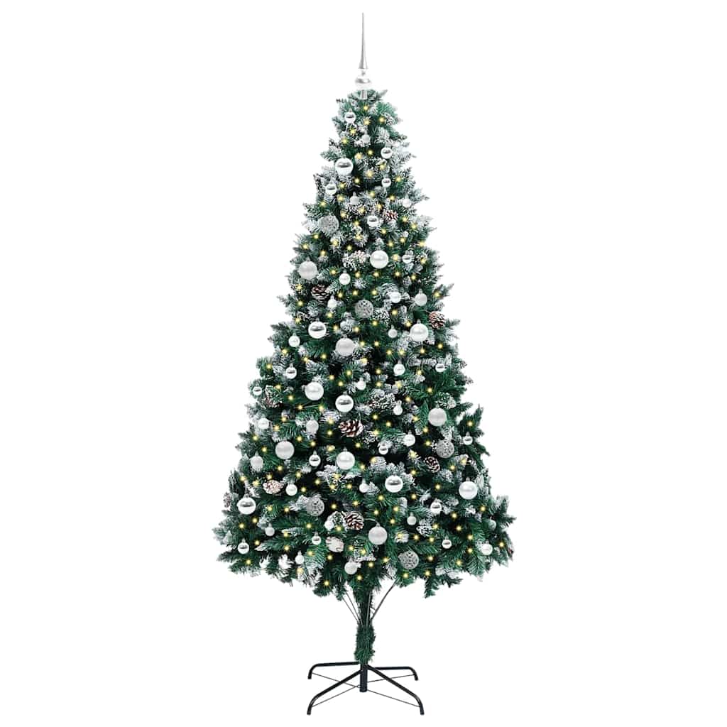 Mű karácsonyfa 300 LED-del Zöld 210 cm PVC és Acél és Műanyag