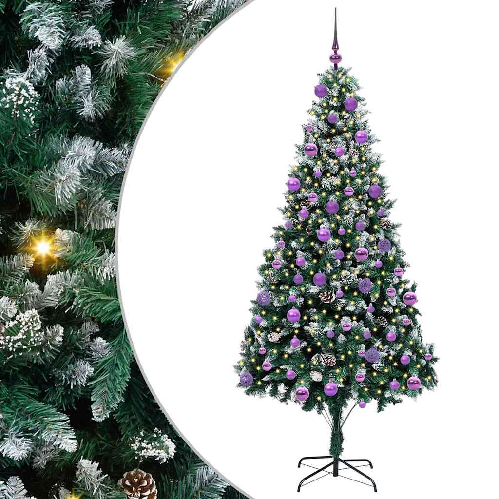 Mű karácsonyfa 300 LED-del Zöld 210 cm PVC és Acél és Műanyag