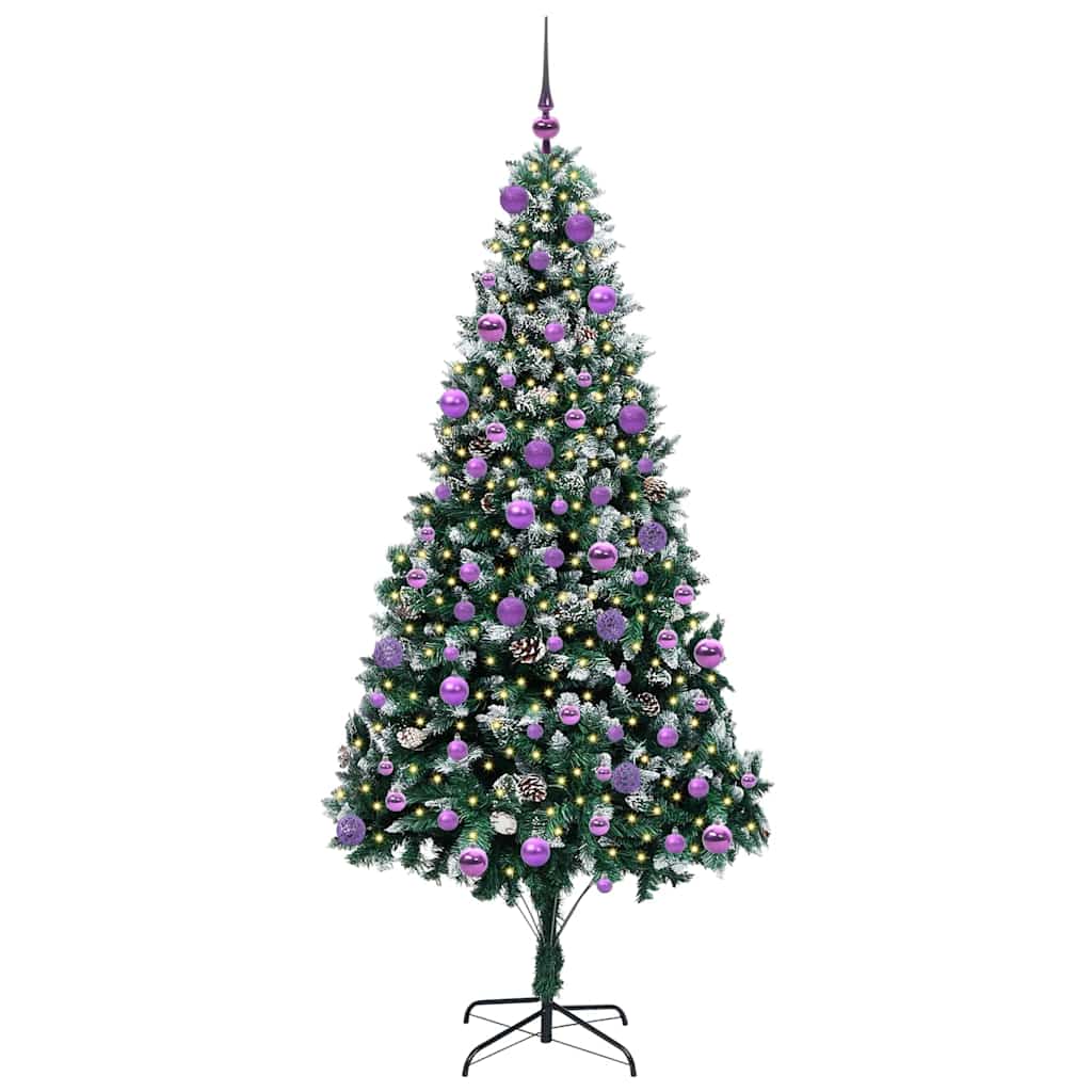 Mű karácsonyfa 300 LED-del Zöld 210 cm PVC és Acél és Műanyag