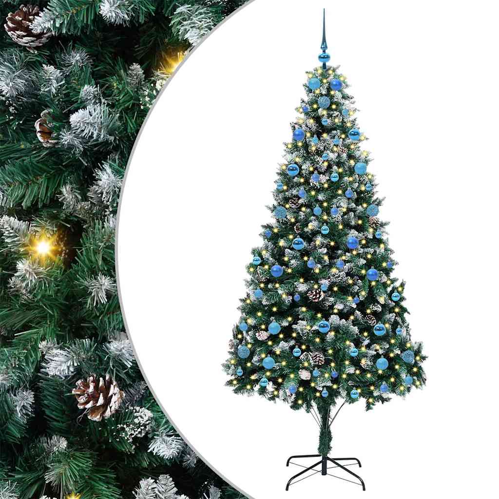 Mű karácsonyfa 300 LED-del Zöld 210 cm PVC és Acél és Műanyag
