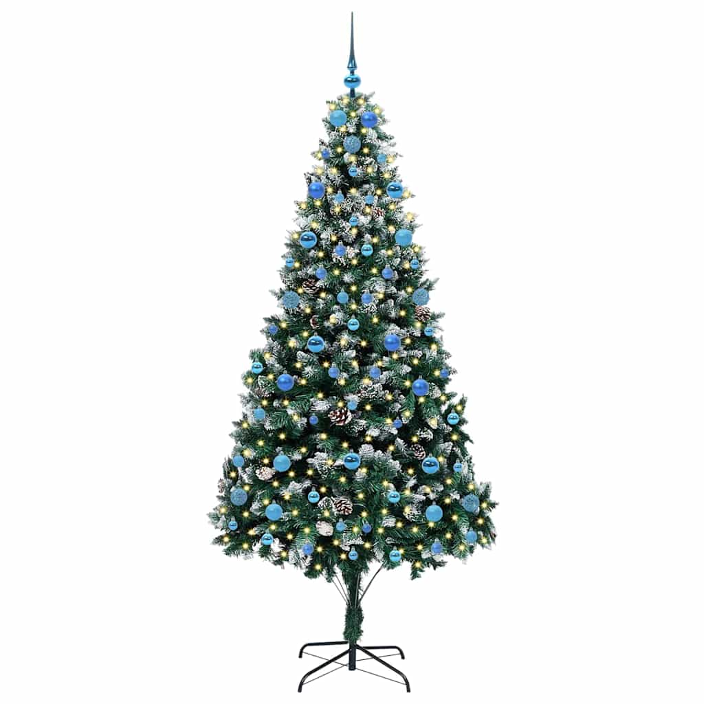 Mű karácsonyfa 300 LED-del Zöld 210 cm PVC és Acél és Műanyag