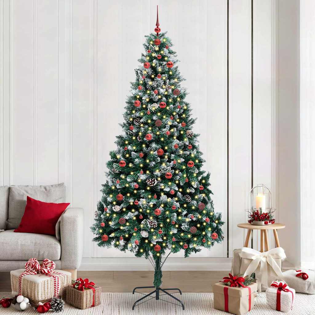 Mű karácsonyfa 300 LED-del Zöld 240 cm PVC és Acél és Műanyag