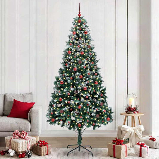 Mű karácsonyfa 300 LED-del Zöld 240 cm PVC és Acél és Műanyag