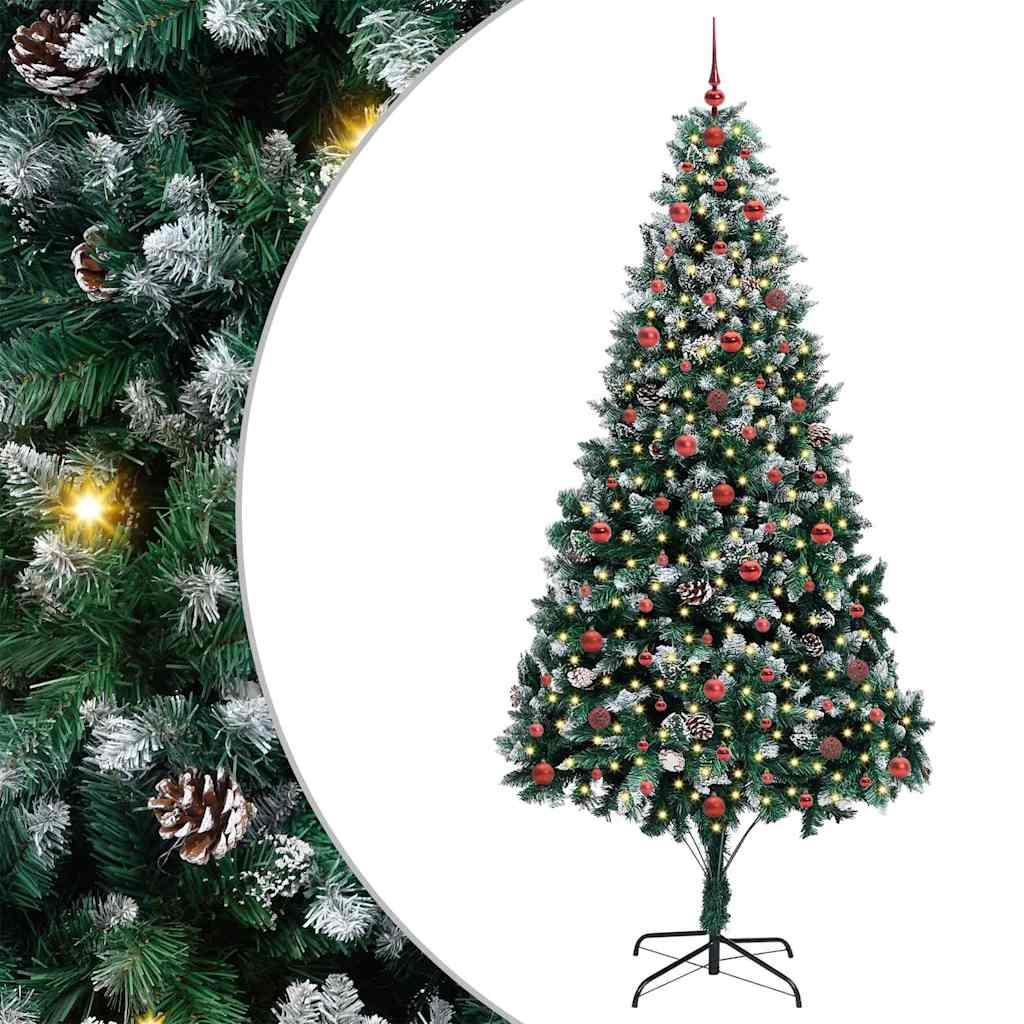 Mű karácsonyfa 300 LED-del Zöld 240 cm PVC és Acél és Műanyag