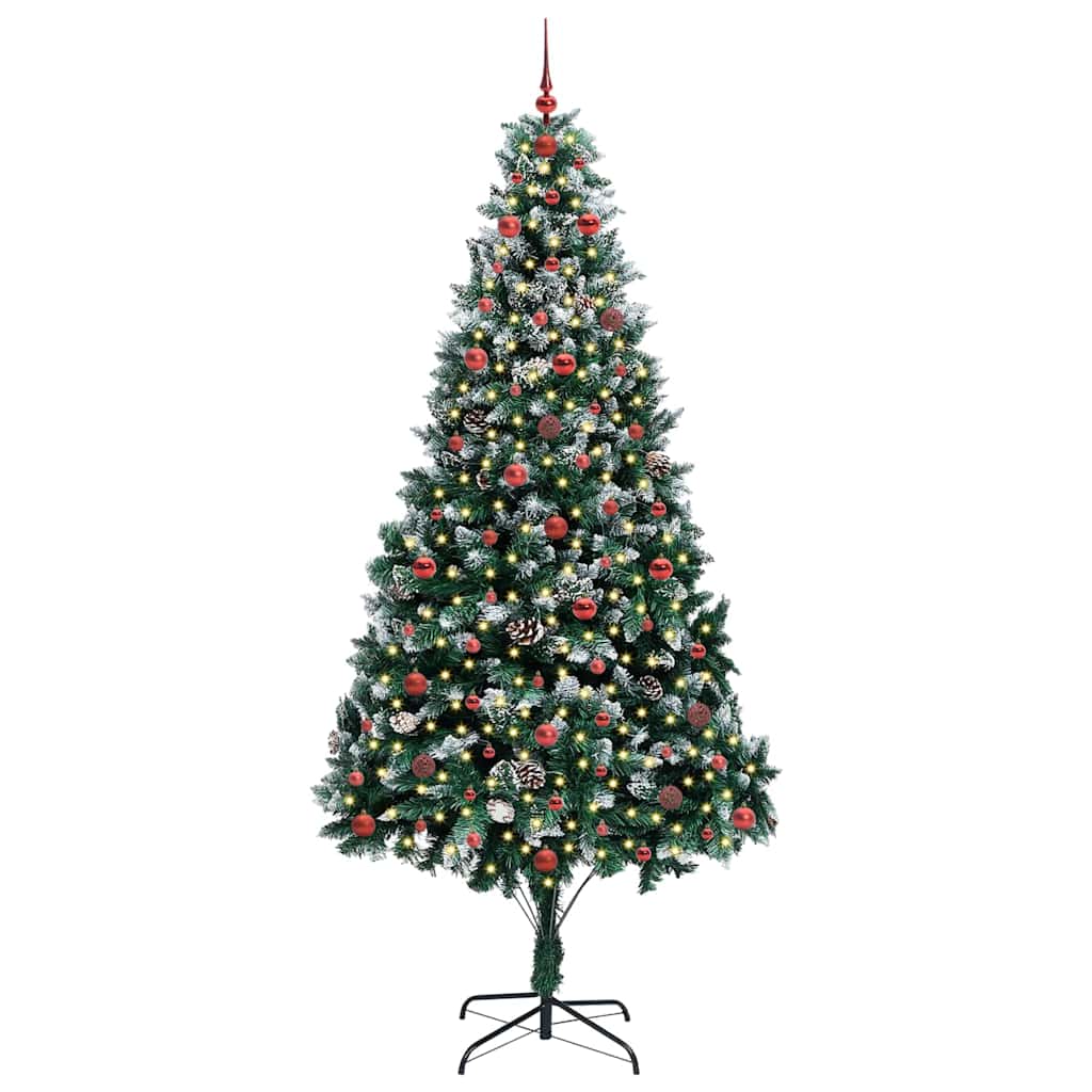 Mű karácsonyfa 300 LED-del Zöld 240 cm PVC és Acél és Műanyag