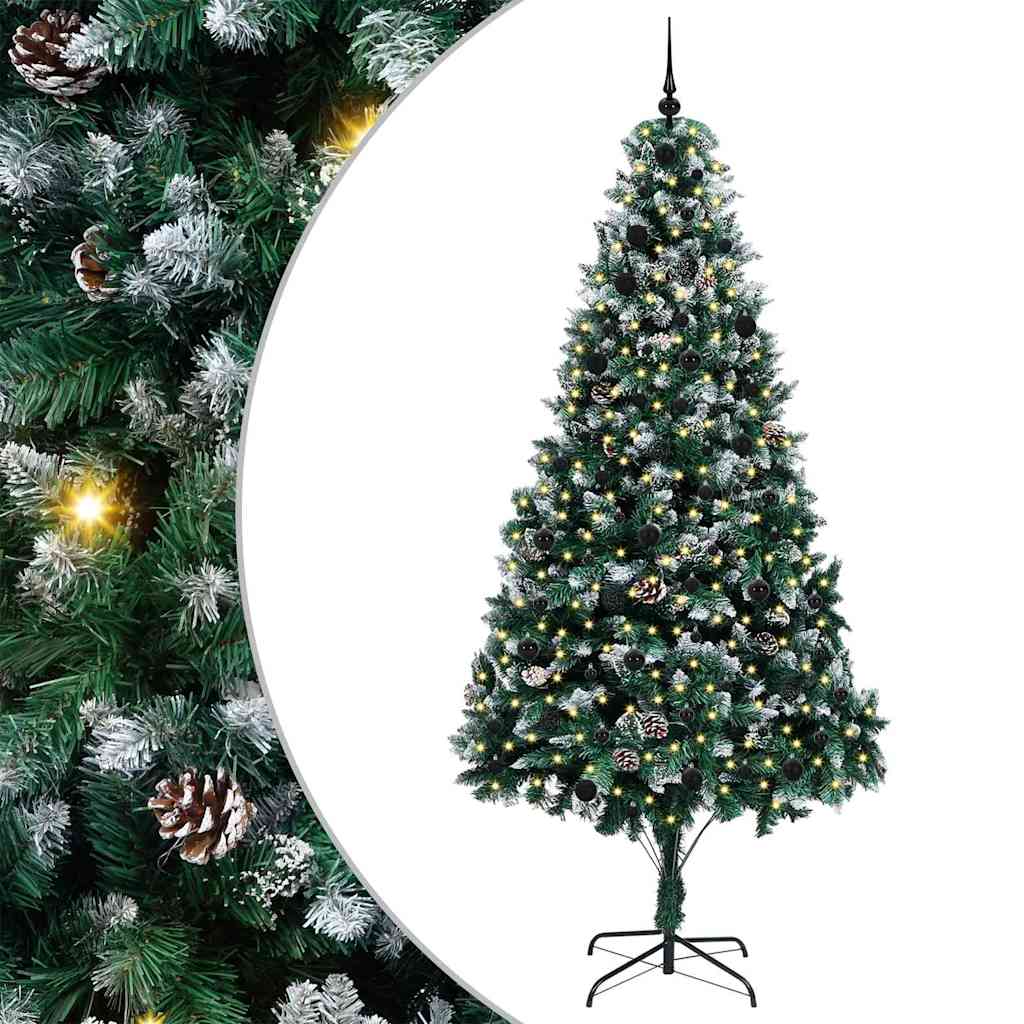 Mű karácsonyfa 300 LED-del Zöld 240 cm PVC és Acél és Műanyag