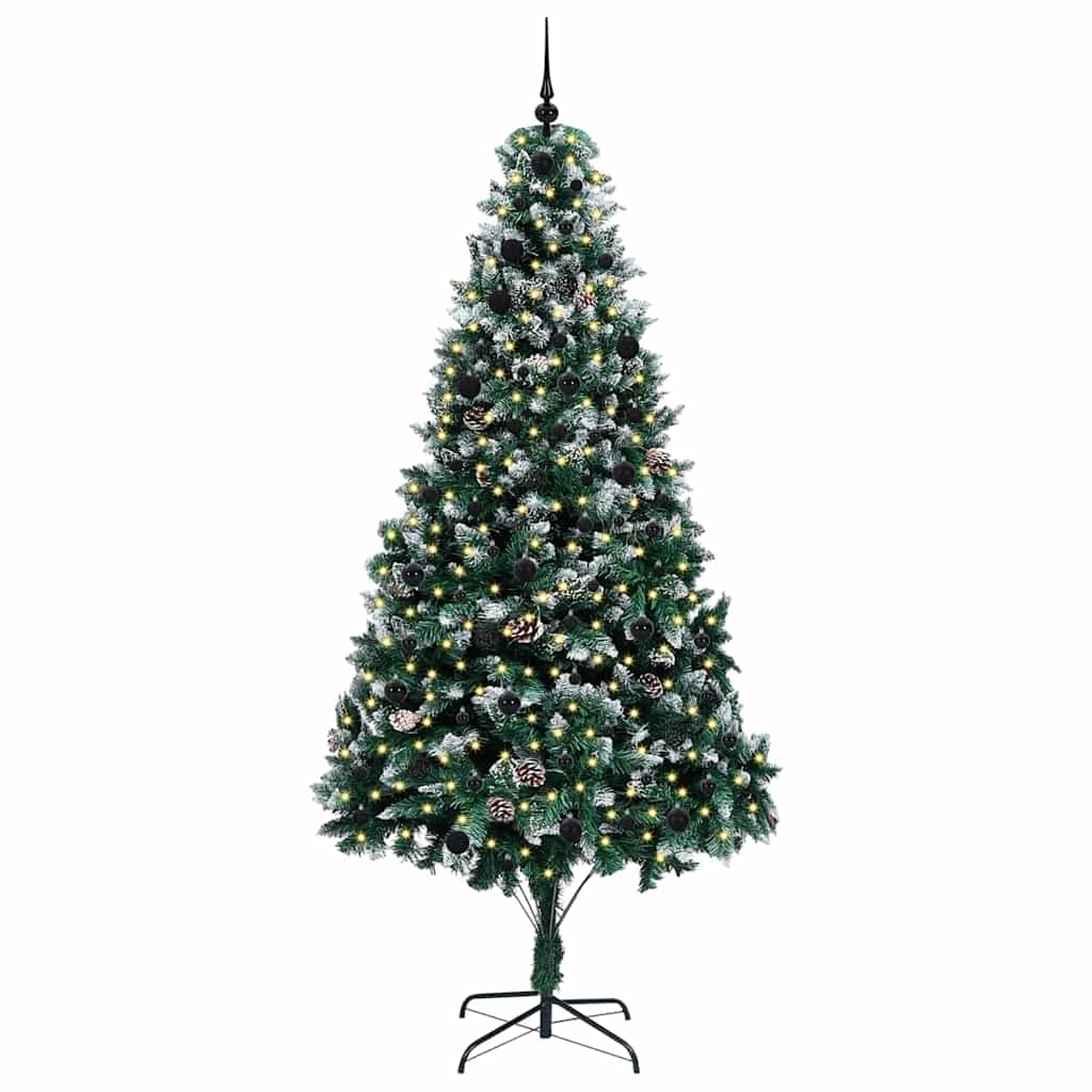 Mű karácsonyfa 300 LED-del Zöld 240 cm PVC és Acél és Műanyag