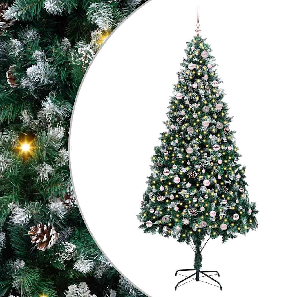 Mű karácsonyfa 300 LED-del Zöld 240 cm PVC és Acél és Műanyag