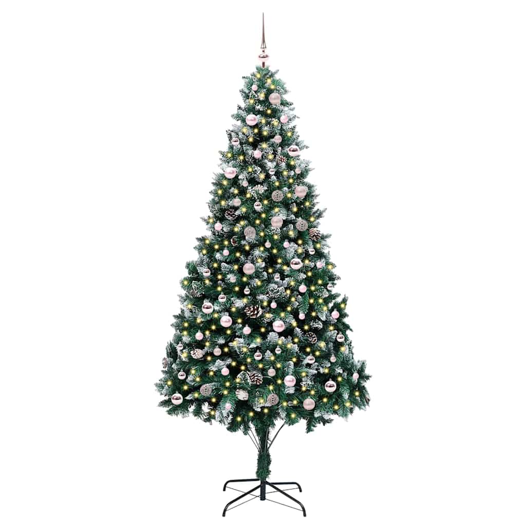Mű karácsonyfa 300 LED-del Zöld 240 cm PVC és Acél és Műanyag