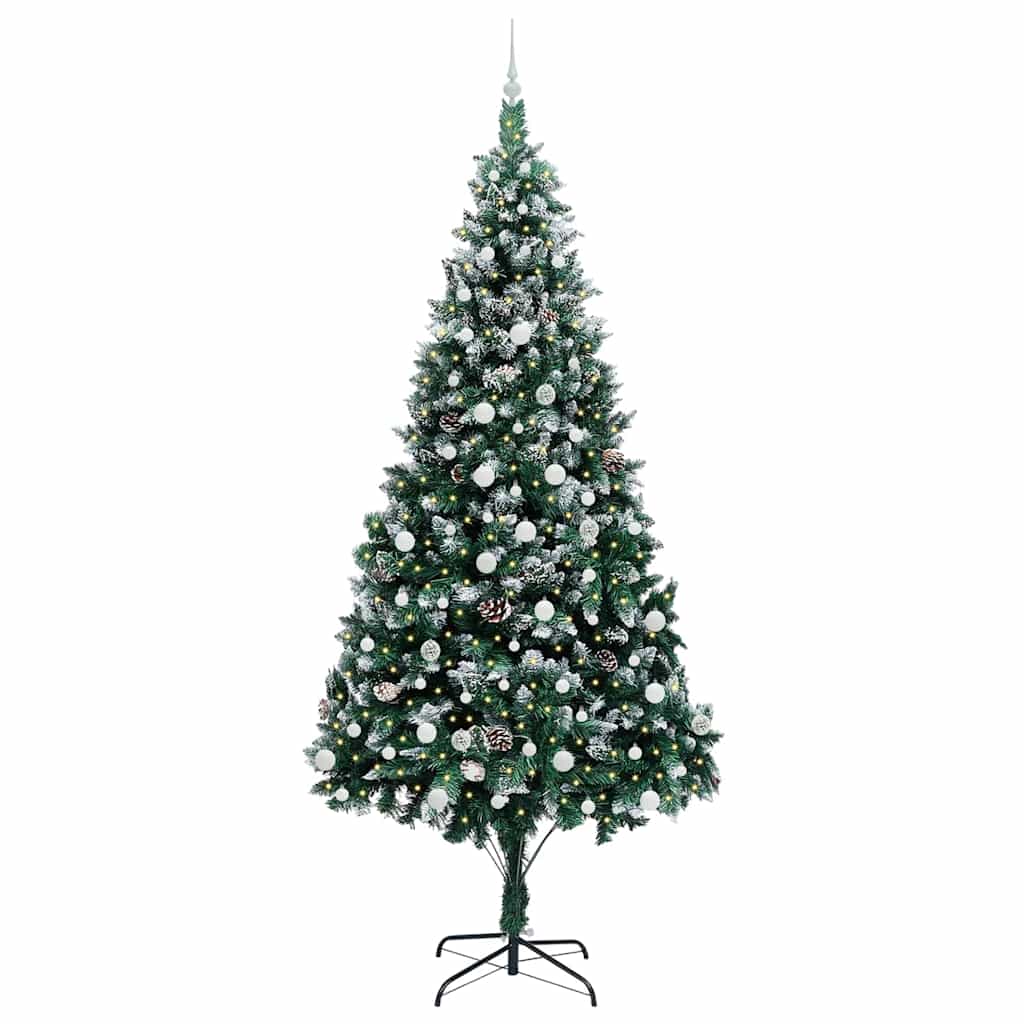 Mű karácsonyfa 300 LED-del Zöld 240 cm PVC és Acél és Műanyag