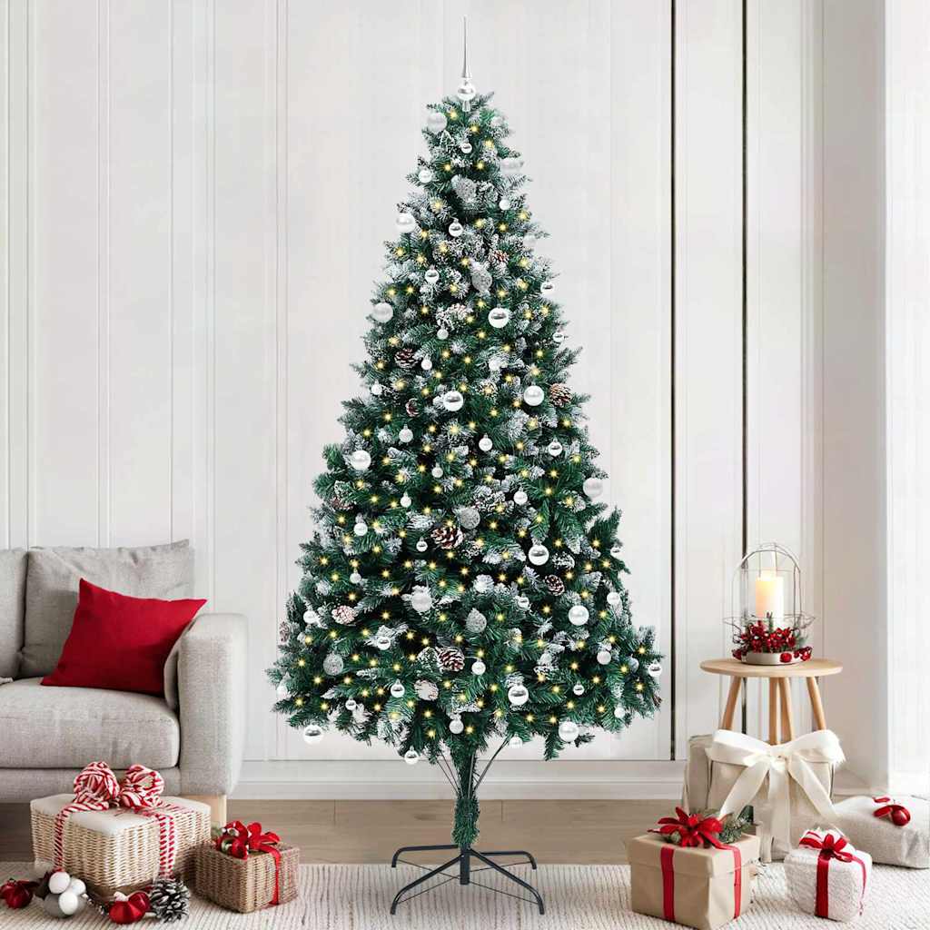 Mű karácsonyfa 300 LED-del Zöld 240 cm PVC és Acél és Műanyag