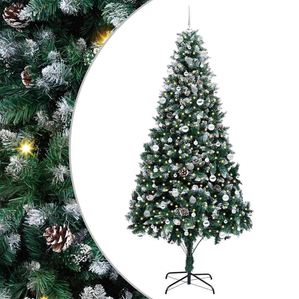 Mű karácsonyfa 300 LED-del Zöld 240 cm PVC és Acél és Műanyag