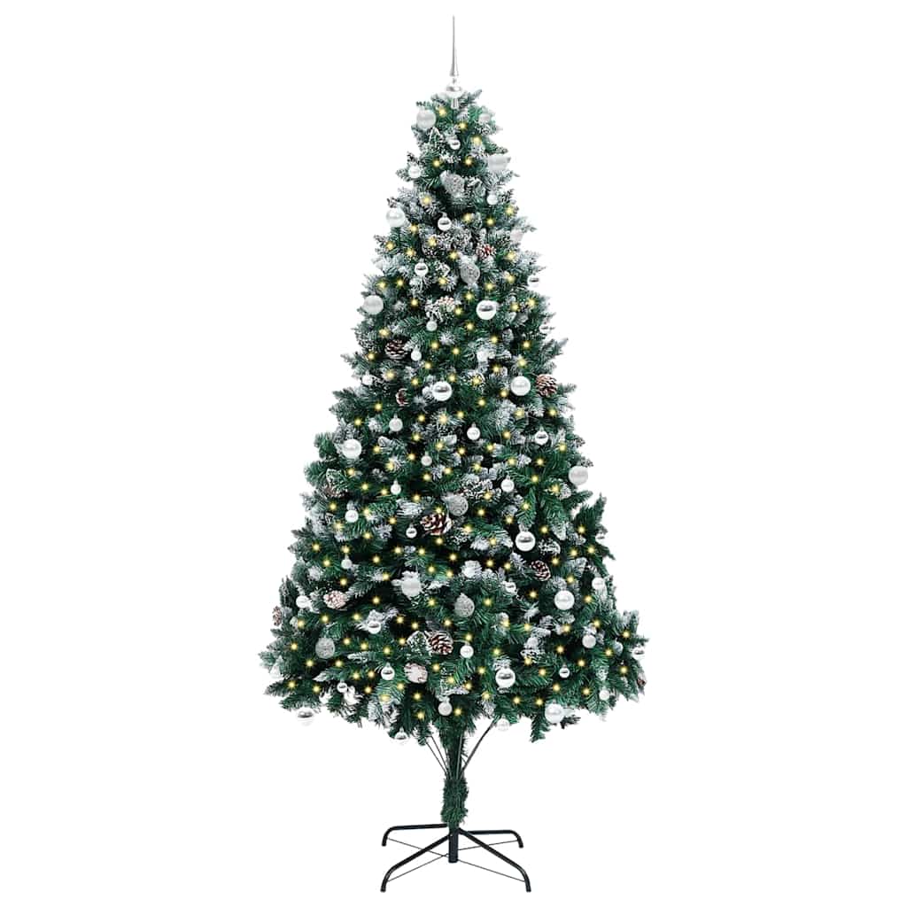 Mű karácsonyfa 300 LED-del Zöld 240 cm PVC és Acél és Műanyag