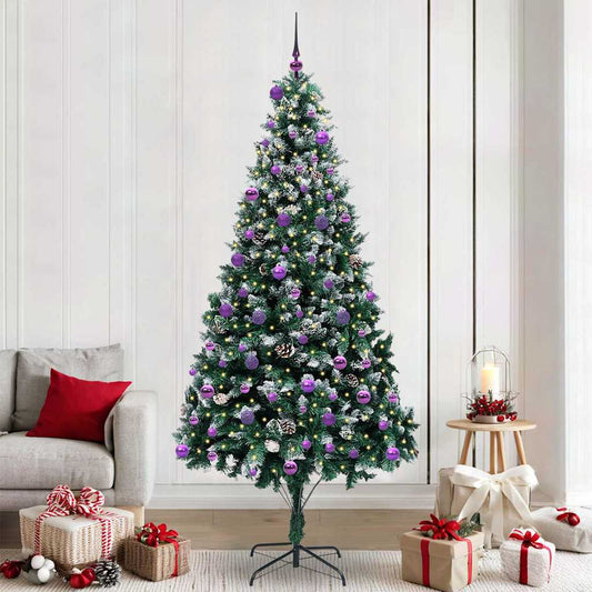 Mű karácsonyfa 300 LED-del Zöld 240 cm PVC és Acél és Műanyag