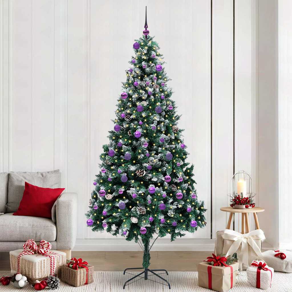 Mű karácsonyfa 300 LED-del Zöld 240 cm PVC és Acél és Műanyag