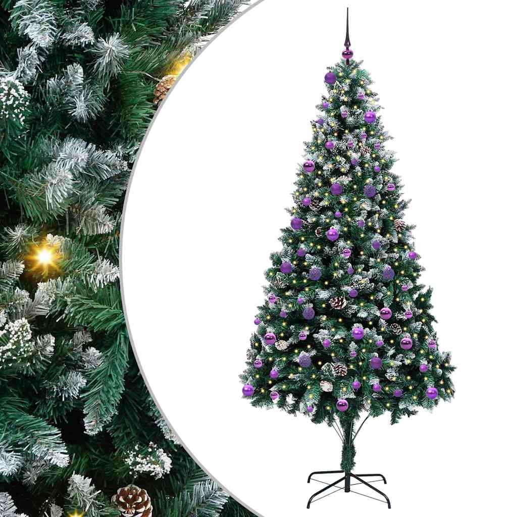 Mű karácsonyfa 300 LED-del Zöld 240 cm PVC és Acél és Műanyag
