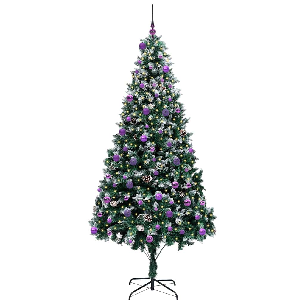 Mű karácsonyfa 300 LED-del Zöld 240 cm PVC és Acél és Műanyag