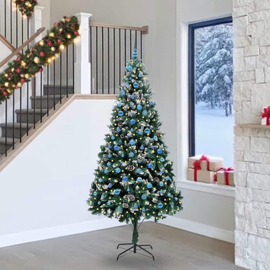Mű karácsonyfa 300 LED-del Zöld 240 cm PVC és Acél és Műanyag