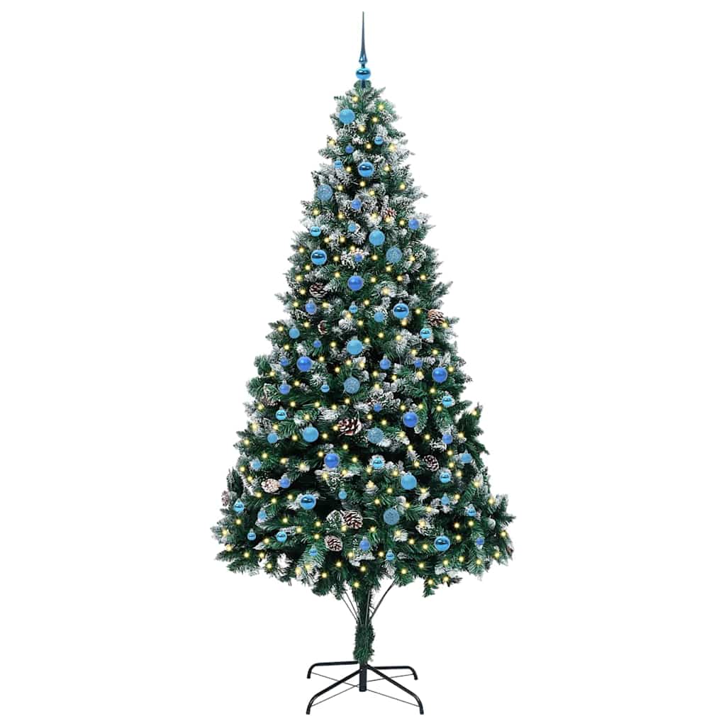 Mű karácsonyfa 300 LED-del Zöld 240 cm PVC és Acél és Műanyag