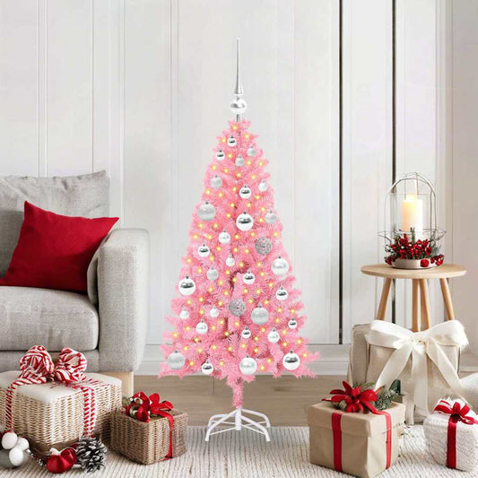 Karácsonyfa 150 LED-del állvánnyal Rózsaszín 120 cm PVC