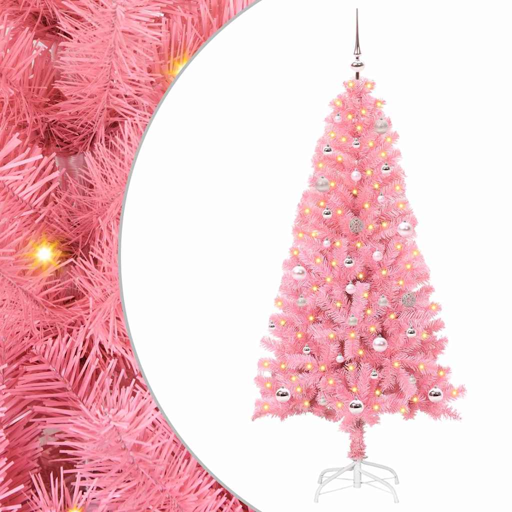 Karácsonyfa 150 LED-del állvánnyal Rózsaszín 150 cm PVC