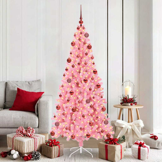 Karácsonyfa 300 LED-del állvánnyal Rózsaszín 180 cm PVC