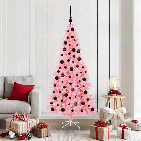 Karácsonyfa 300 LED-del állvánnyal Rózsaszín 180 cm PVC