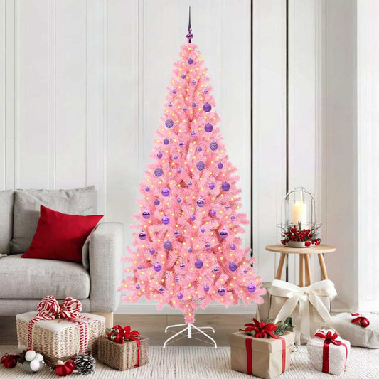 Karácsonyfa 300 LED-del állvánnyal Rózsaszín 180 cm PVC
