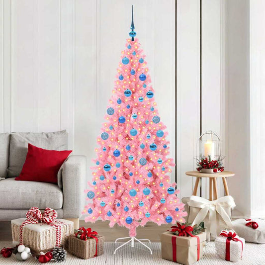 Karácsonyfa 300 LED-del állvánnyal Rózsaszín 180 cm PVC