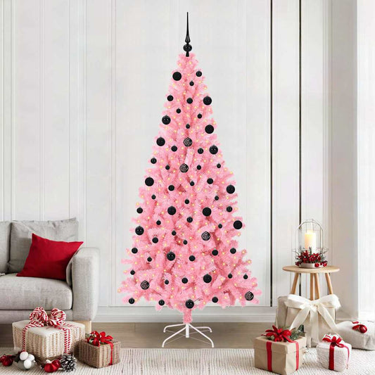 Karácsonyfa 300 LED-del állvánnyal Rózsaszín 210 cm PVC