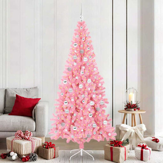 Karácsonyfa 300 LED-del állvánnyal Rózsaszín 210 cm PVC