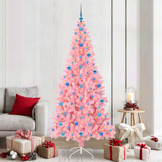 Karácsonyfa 300 LED-del állvánnyal Rózsaszín 210 cm PVC