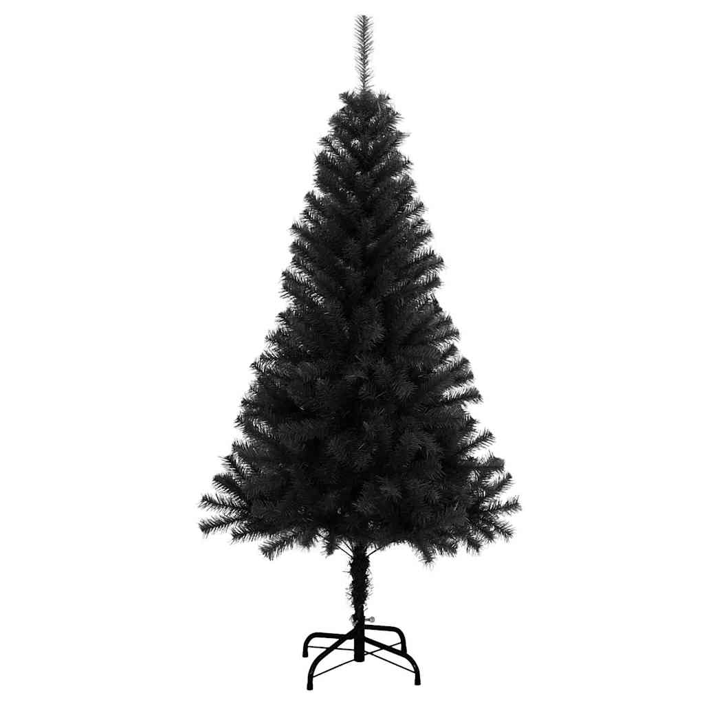 Karácsonyfa 150 LED-del állvánnyal Fekete 150 cm PVC