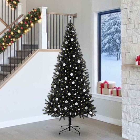 Karácsonyfa 300 LED-del állvánnyal Fekete 240 cm PVC