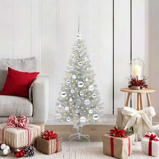 Karácsonyfa 150 LED-del állvánnyal Ezüst 120 cm PET